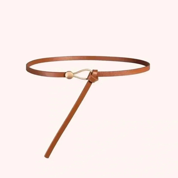 Western Boho Minimalist Camel Knot Belt Thin Waist Belt Vintage Style - Picture 4 of 9